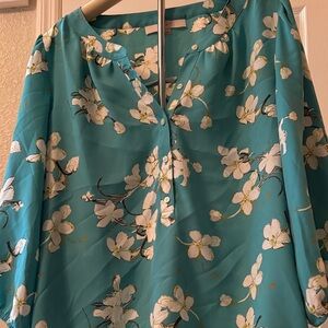 LOFT Turquoise Floral Blouse